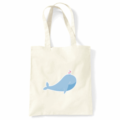 Cute Whale Personalised Natural Cotton Tote Bag