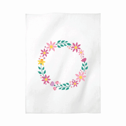 Floral Wreath Personalised Text Tea Towel