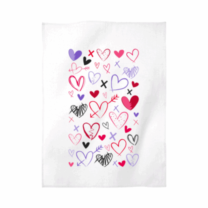 Love Heart Scribbles Personalised Tea Towel