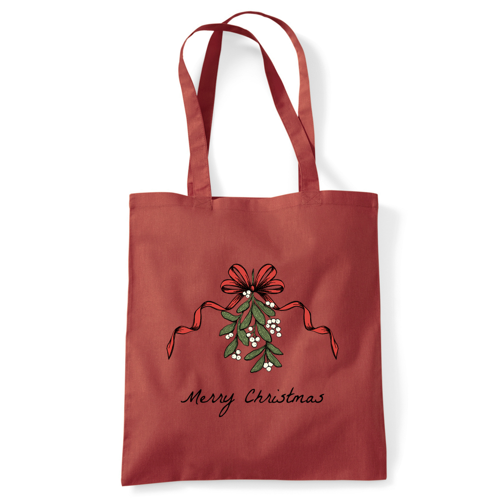 Merry Christmas Mistletoe Tote Bag - Image 46