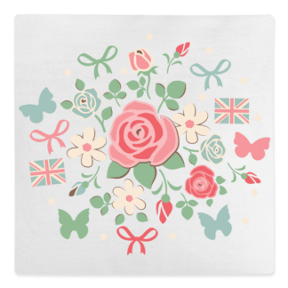 Floral British Personalised Pillow - Canvas