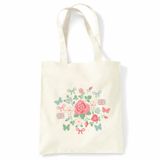 Floral British Personalised Natural Cotton Tote Bag