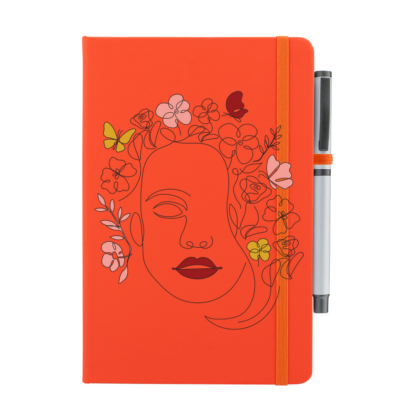 Girl with Flower Hair Personalised Notebook with Pen - Image 6