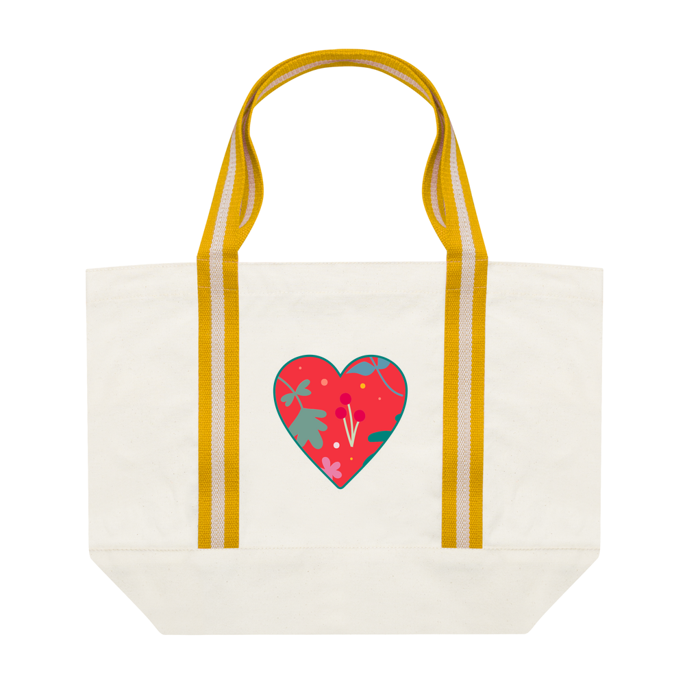 Floral Heart Personalised Organic Cotton Boat Bag - Image 4