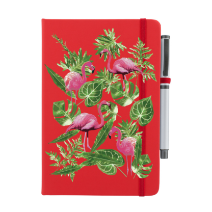Leaves & Flamingos Personalised Notebook with Pen - Image 4