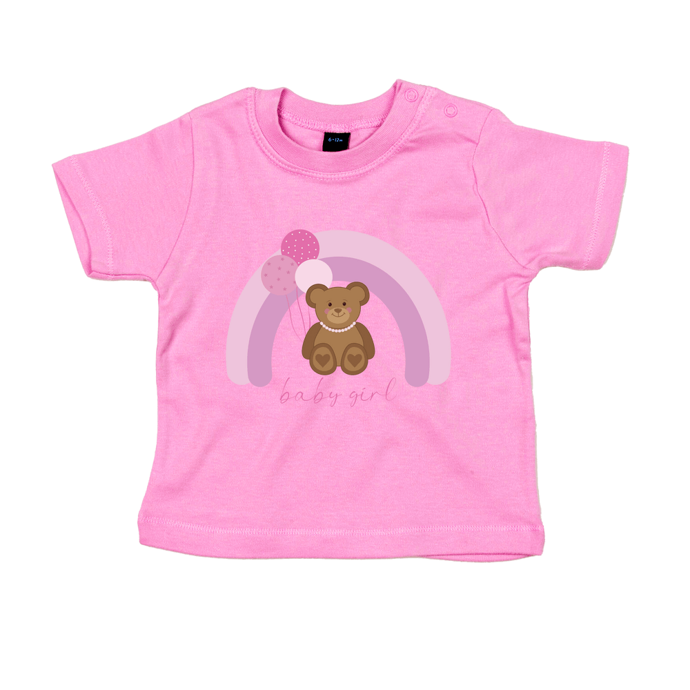 Baby Girl Personalised Teddy Bear Baby/Toddler T-Shirt - Image 3