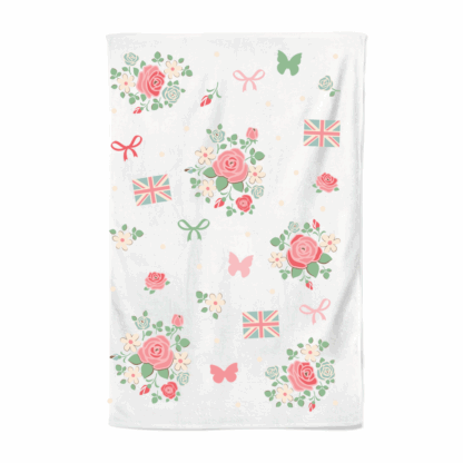 Floral UK Personalised Tea Towel