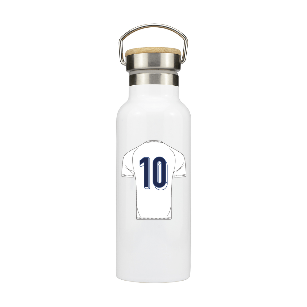 Number 10 Shirt Personalised Metal Bottle with Bamboo Lid - Image 2