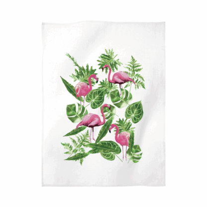 Leaves & Flamingos Personalised Tea Towel