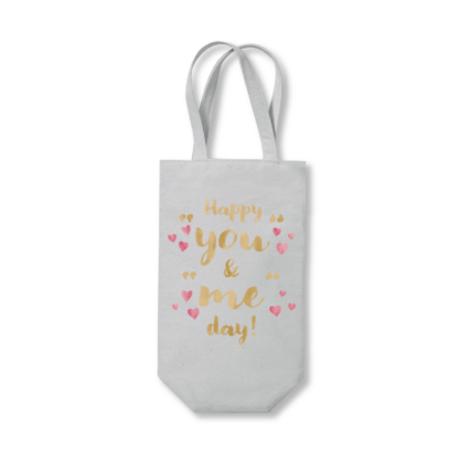 Happy You and Me Day Anniversary Cotton Wine Bottle Bag - Image 5