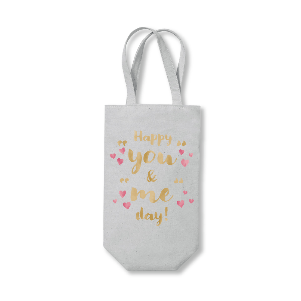 Happy You and Me Day Anniversary Cotton Wine Bottle Bag - Image 5