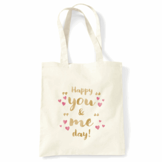 Happy You & Me Day Personalised Natural Cotton Tote Bag