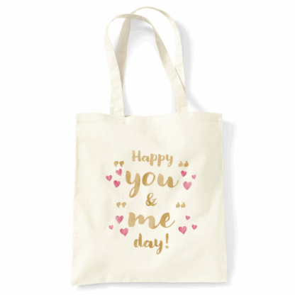 Happy You & Me Day Personalised Natural Cotton Tote Bag