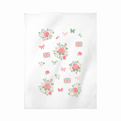 Floral UK Personalised Tea Towel