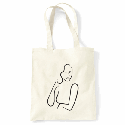 Lady Outlined Personalised Natural Cotton Tote Bag