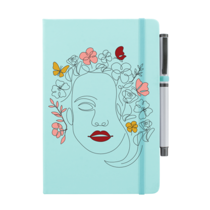 Girl with Flower Hair Personalised Notebook with Pen - Image 11