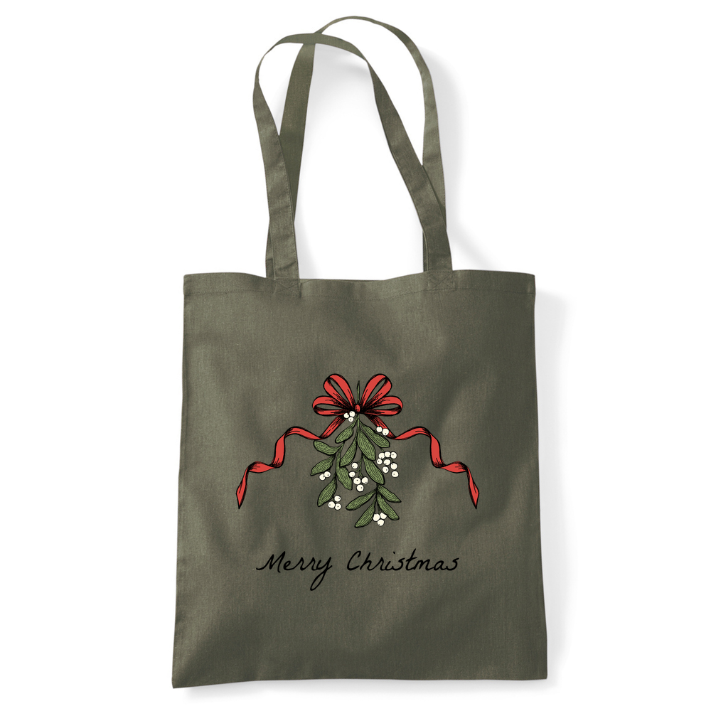 Merry Christmas Mistletoe Tote Bag - Image 41