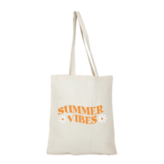 Summer Vibes  Personalised Natural Cotton Tote Bag