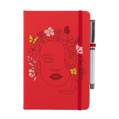 Girl with Flower Hair Personalised Notebook with Pen - Image 9