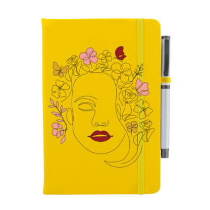 Girl with Flower Hair Personalised Notebook with Pen - Image 5
