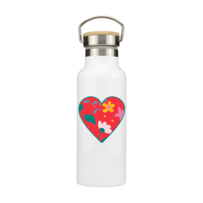 Floral Heart Personalised Metal Bottle