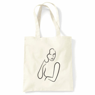 Lady Outlined Personalised Natural Cotton Tote Bag