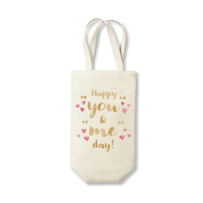 Happy You and Me Day Anniversary Cotton Wine Bottle Bag - Image 2