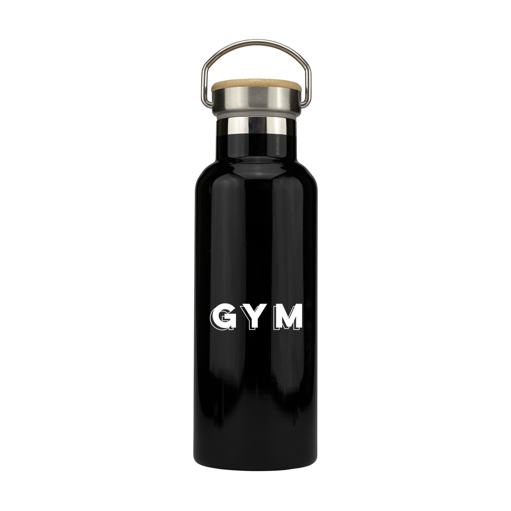 Gym Personalised Metal Bottle with Bamboo Lid - Image 2