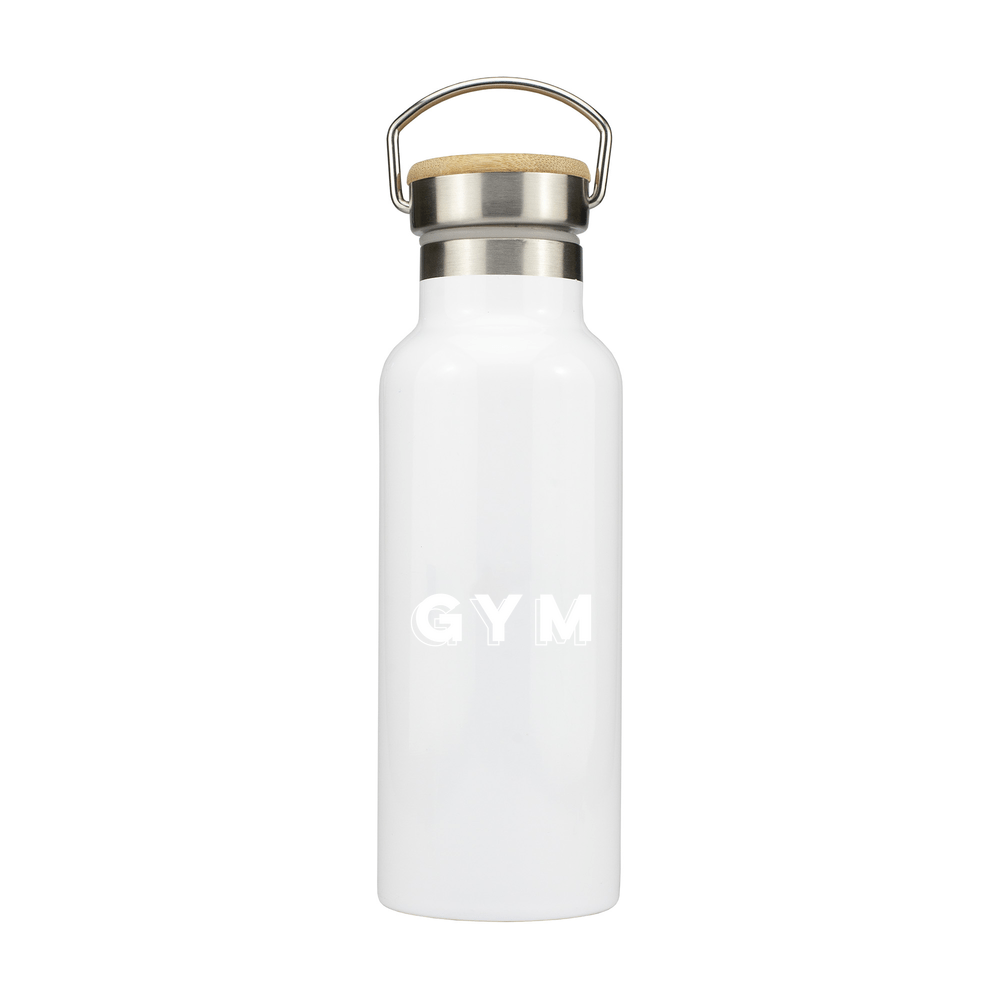 Gym Personalised Metal Bottle with Bamboo Lid - Image 4