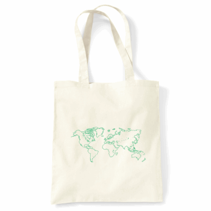 World Map Outlines Personalised Natural Cotton Tote Bag